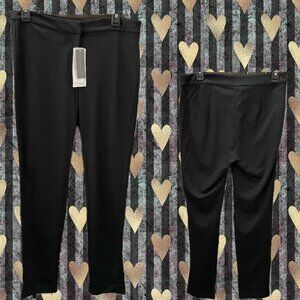 Hal Rubenstein 8 Solid Black Zip Front Mid-Rise Rayon Blend Slim Leg Dress Pants